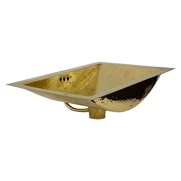 Nantucket TRB-OF - 19.8" 12.8" Hand Hammered Brass Rectangle Undermount Bathroom Sink with Overflow