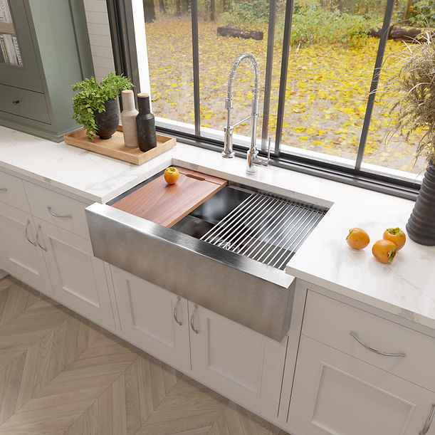 Nantucket 32" Single Bowl Workstation Farmhouse Stainless Steel Kitchen Sink