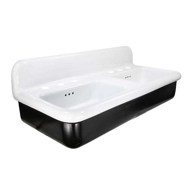 Nantucket Fireclay 30s Style Double Bowl Sink with White Bowls
