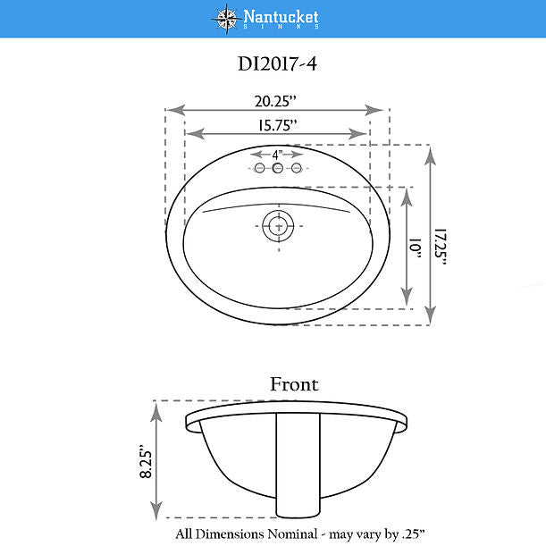 Nantucket 20.25" Drop-In Ceramic Vanity Sink DI2017-4