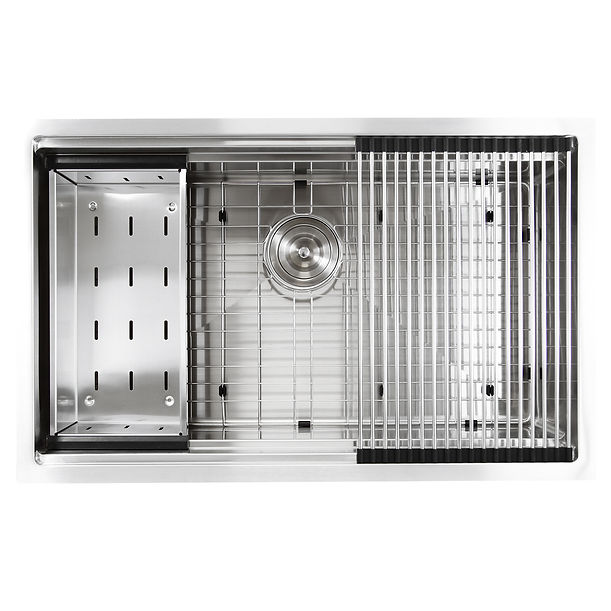 Nantucket SR-PS-3220-16 - 32" Professional Prep Station Small Radius Undermount Stainless Kitchen Sink with Accessories