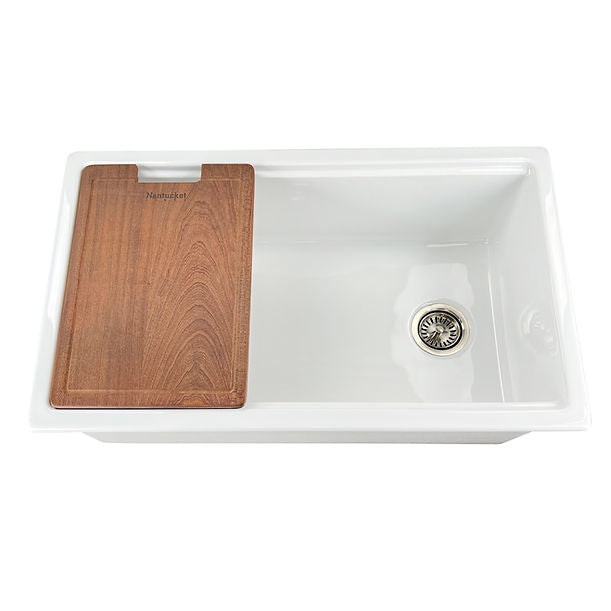 Nantucket 33" Dualount Fireclay Kitchen Sink Wellfleet-PS3320 Prep Station Kitchen Sink