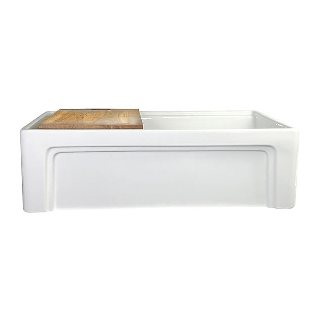 Nantucket 33" Double Bowl Workstation Fireclay Apron Sink with Cuttingboard