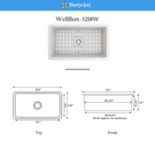Nantucket 32" Undermount Fireclay Kitchen Sink Wellfleet-3218W