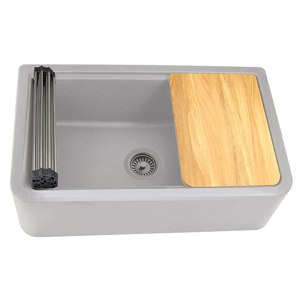 Nantucket 33" Reversible Workstation Granite Composite Apron Sink with Accessory Pack