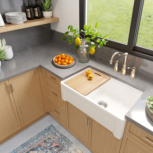 Nantucket 30" Single Bowl Workstation Fireclay Sink with Cuttingboard