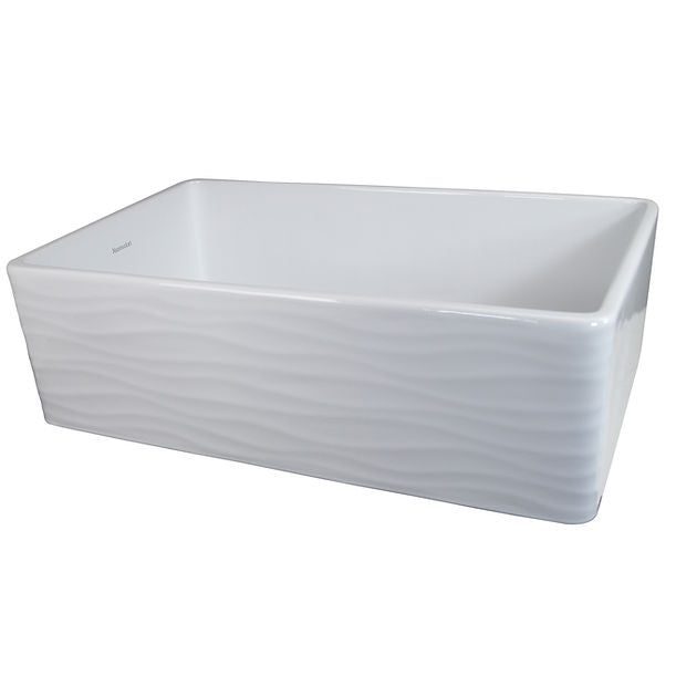Nantucket 33" Farmhouse Fireclay Sink with Waves Apron