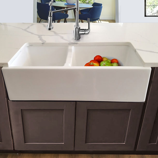 Nantucket 60/40 Double Bowl Farmhouse Apron Fireclay Sink Hyannis-36-DBL