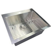 25" Pro Series Small Rectangle Single Bowl Self Rimming Small Radius Stainless Steel Drop In Kitchen Sink (3 Hole)