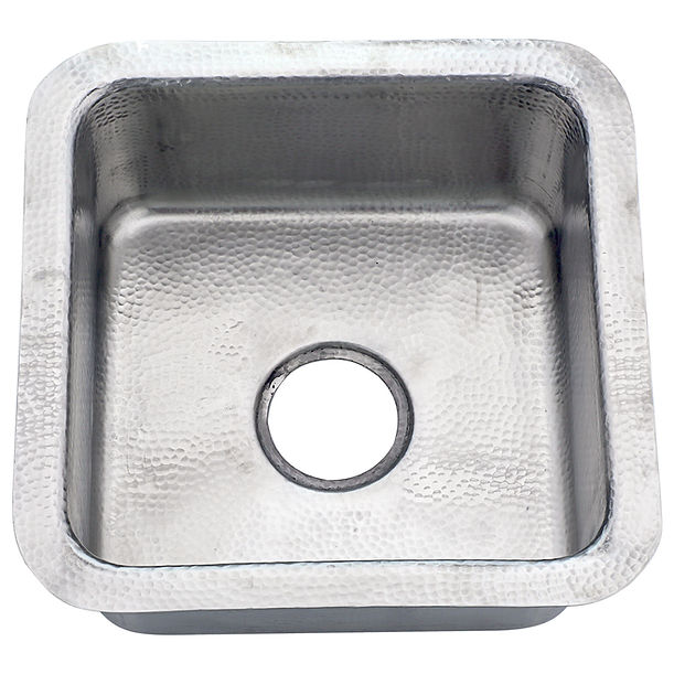Nantucket SQRS-7MF 16.5" Square Hammered Stainless Bar Sink