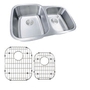 60/40 Double Bowl 16 Gauge Kitchen Sink with Grids and Colander Drains