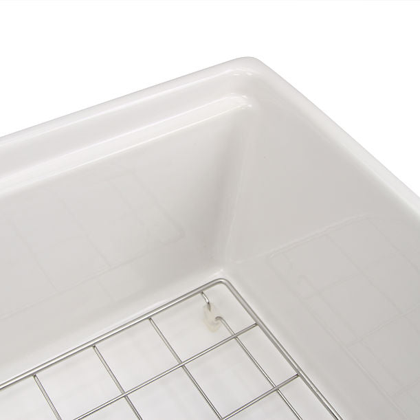 Nantucket 30" Workstation Fireclay Apron Sink Side Drain