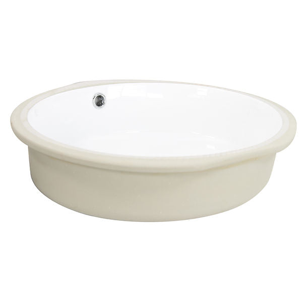 Flat Bottom Oval Undermount Sink - White - 17x 14 - Bowl depth 4.5
