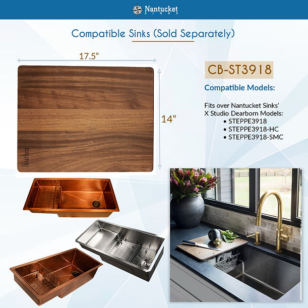 Nantucket STEPPE3918 Pro Series Undermount Hammered Copper Kitchen Sink with Compatible Accessories