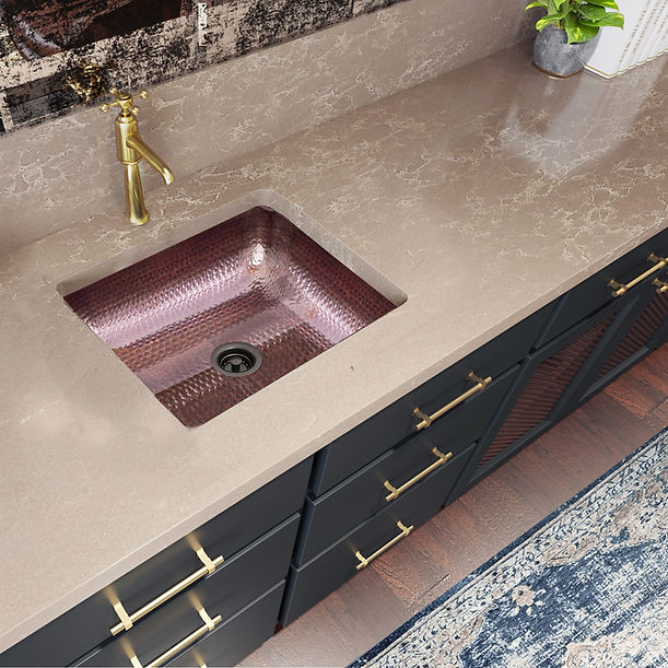 Nantucket REHC-2.5 - Hammered Copper Rectangle Bar Sink