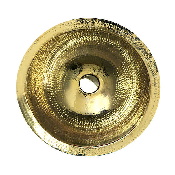 Nantucket RLB - 16.5" Hammered Brass Round Undermount Bathroom Sink With Overflow