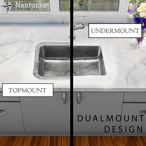 Nantucket RES - 20" Hammered Stainless Steel Rectangle Bar Sink