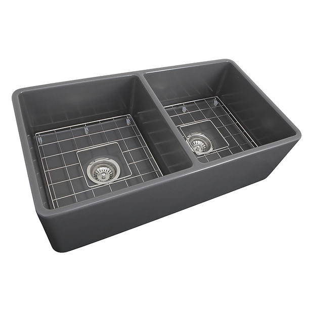 Nantucket 33" Double Bowl Farmhouse Fireclay Kitchen Sink