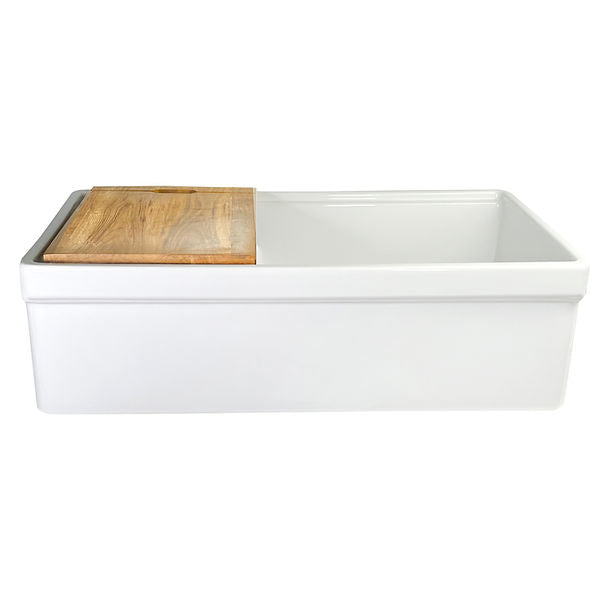Nantucket 33" Double Bowl Workstation Fireclay Apron Sink with Cuttingboard