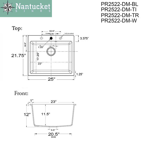 Nantucket 25"" single bowl granite composite sink