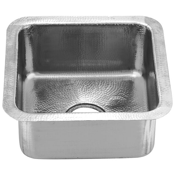 Nantucket SQRS-7MF 16.5" Square Hammered Stainless Bar Sink