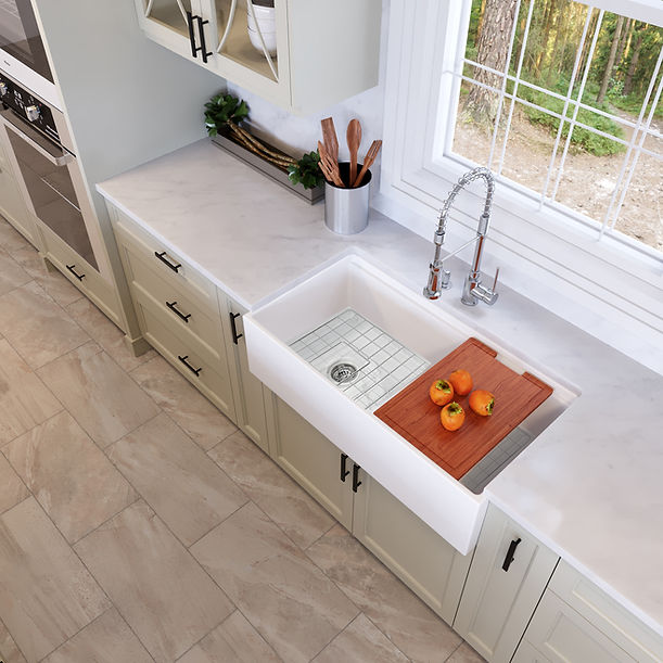 Nantucket 36" Matte Black Farmhouse Workstation Fireclay Sink with Offset Drain