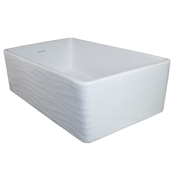 Nantucket 33" Farmhouse Fireclay Sink with Waves Apron