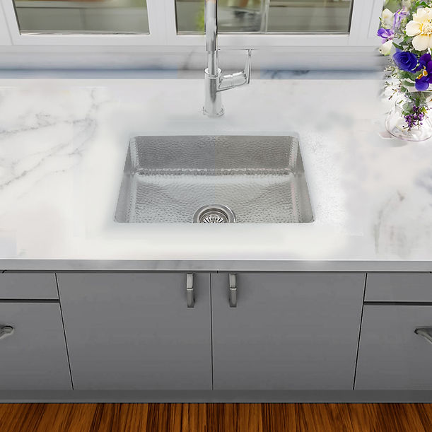 Nantucket RES - 20" Hammered Stainless Steel with a Matte Finish Rectangle Bar Sink
