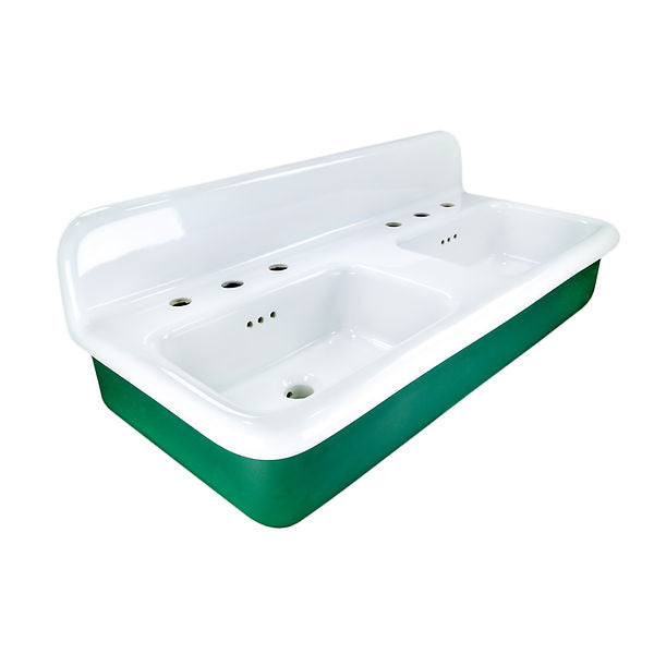 Nantucket Fireclay 30s Style Double Bowl Sink with White Bowls