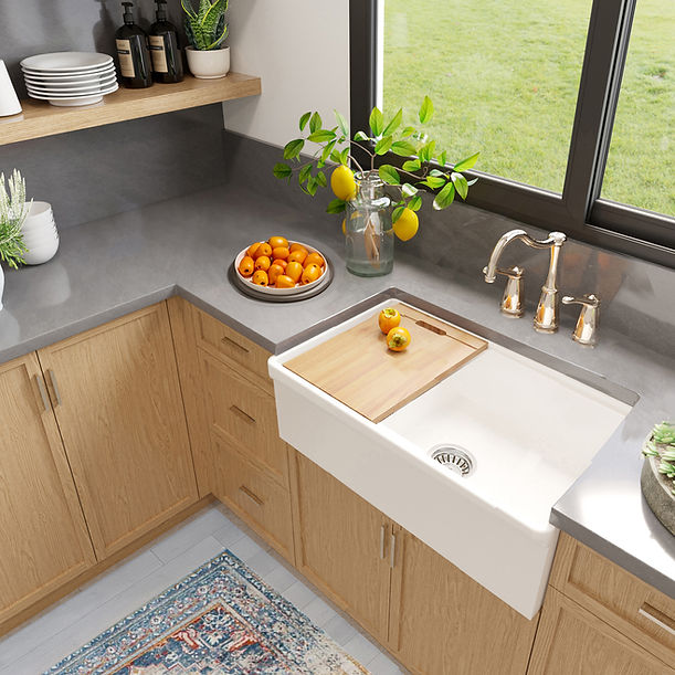 Nantucket 30" Single Bowl Workstation Fireclay Sink with Cuttingboard