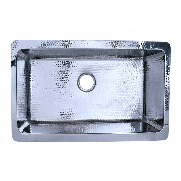 Nantucket Brightwork Collection 16 Gauge Hammered Stainless Steel Large Single Bowl Sink