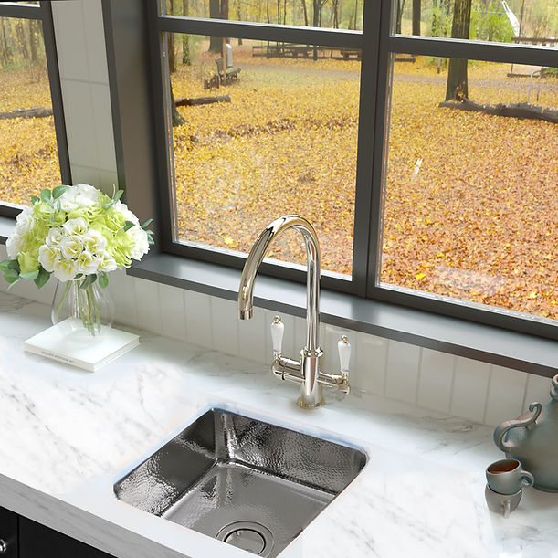 Nantucket SQRS-7 16.5" Square Hammered Stainless Bar Sink