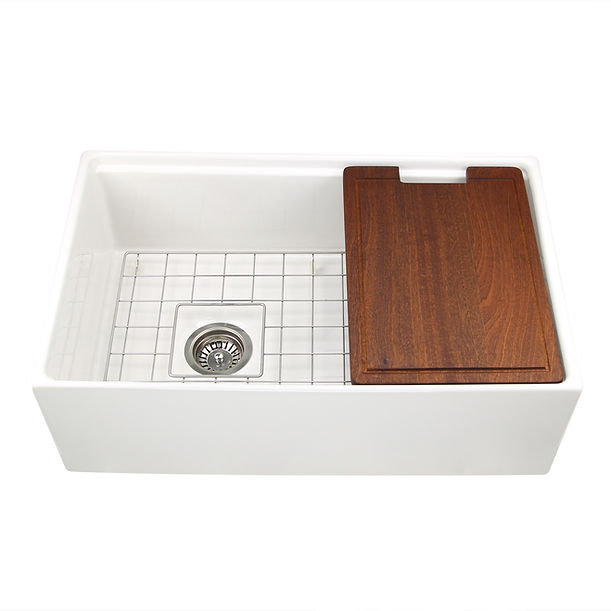 Nantucket 30" Workstation Fireclay Apron Sink Side Drain