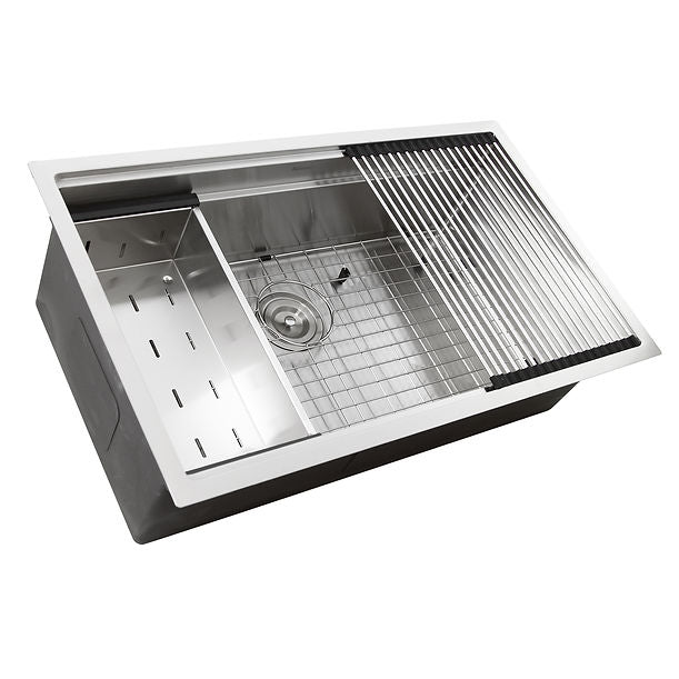 Nantucket SR-PS-3620-16 - 36" Pro Series Large Prep Station Single Bowl Undermount Stainless Steel Kitchen Sink with Compatible Accessories