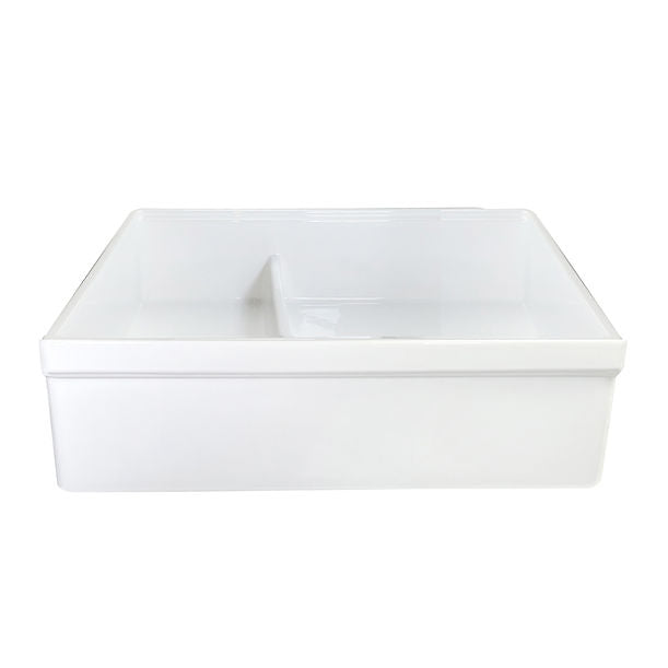 Nantucket 33" Double Bowl Workstation Fireclay Apron Sink with Cuttingboard