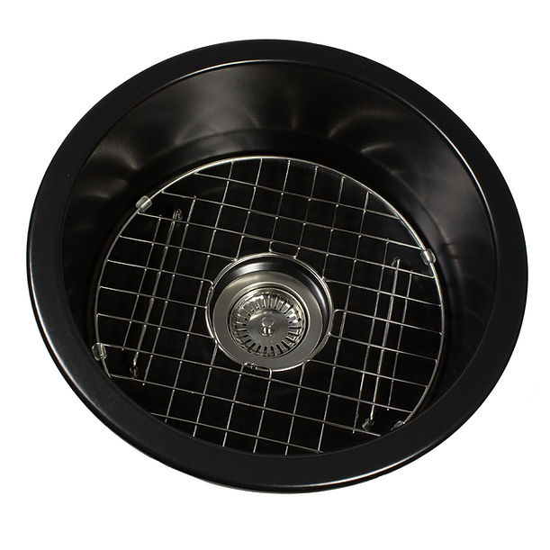 Nantucket 18" Fireclay Round Bar-Prep Sink In Matte Black