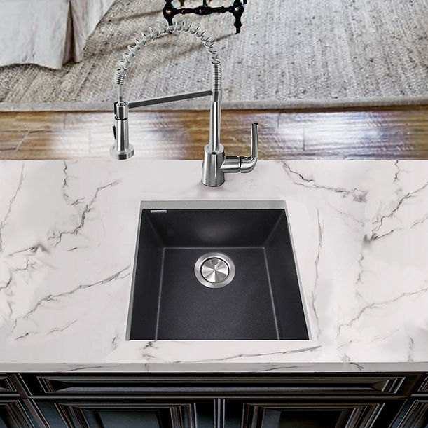 Nantucket 17" Single Bowl Undermount Granite Composite Bar-Prep Sink