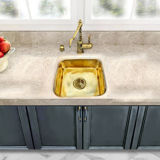 Nantucket SQRB-7SM 16.62" Smooth Unlacquered Brass Square Undermount or Top Mount Bar Sink