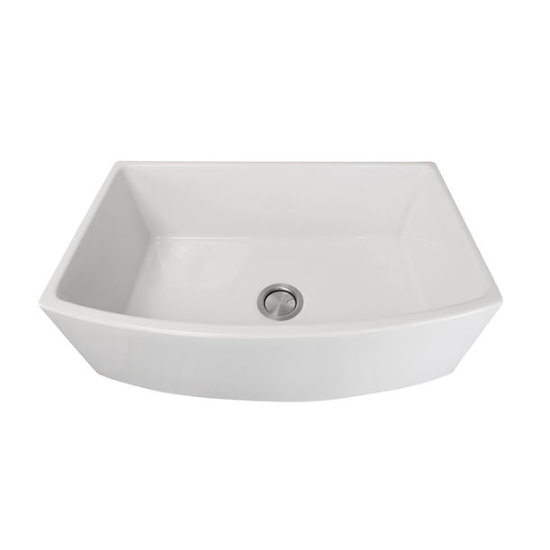 Nantucket Italian Made Fine Fireclay Curved Apron Farmer Sink in White