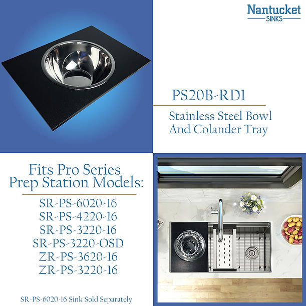 Nantucket - Black HDPE cutting board with Stainless Steal Colander