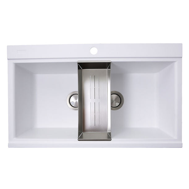 Nantucket Large Double Bowl Prep Station Topmount Granite Composite Sink