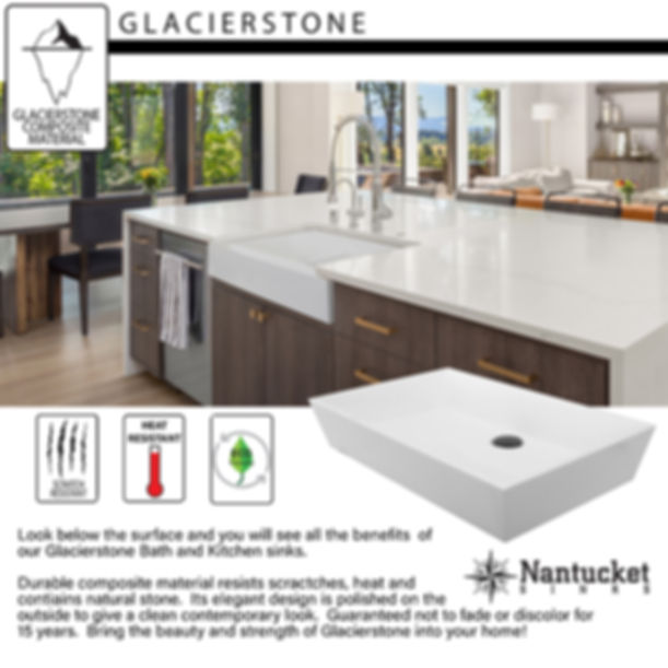 Nantucket Rectangle White Glacierstone Sink NS-GSTR36