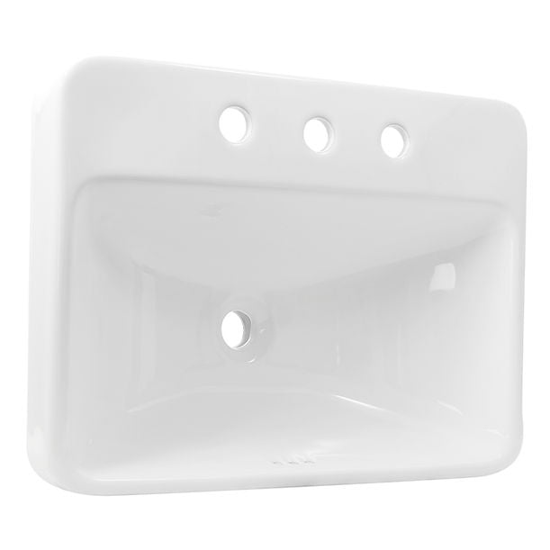 Nantucket 23" 3-hole Rectangular Drop-In Ceramic Vanity Sink DI-2317-R8