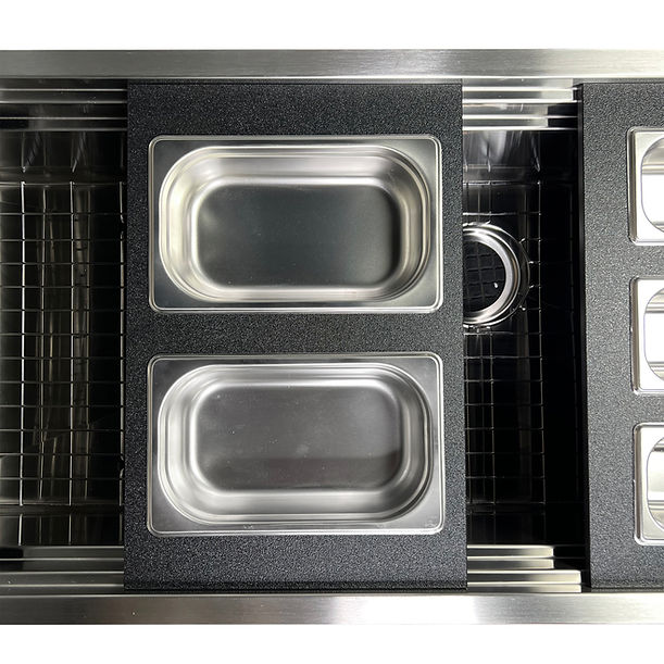 Nantucket - Black HDPE Cutting Board with Stainless Steal Bins