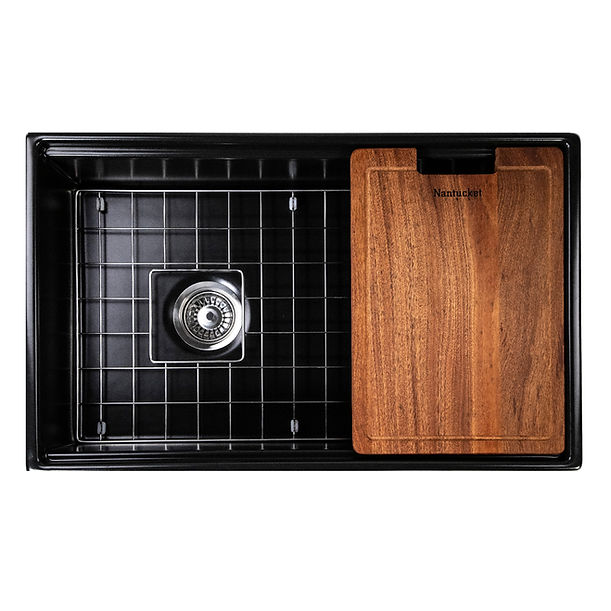 Nantucket 30" Workstation Fireclay Apron Sink Side Drain