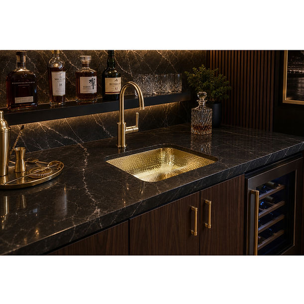 Nantucket REB 17.5" X 14.5" Hammered Brass Rectangle Undermount Bar Sink