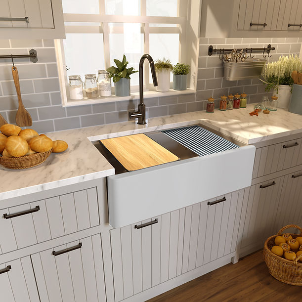 Nantucket 33" Reversible Workstation Granite Composite Apron Sink with Accessory Pack