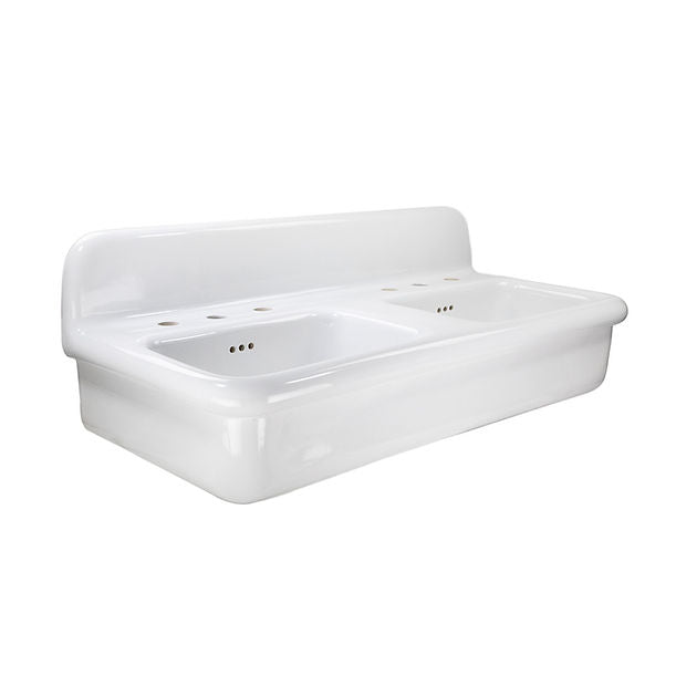 Nantucket Fireclay 30s Style Double Bowl Sink with White Bowls