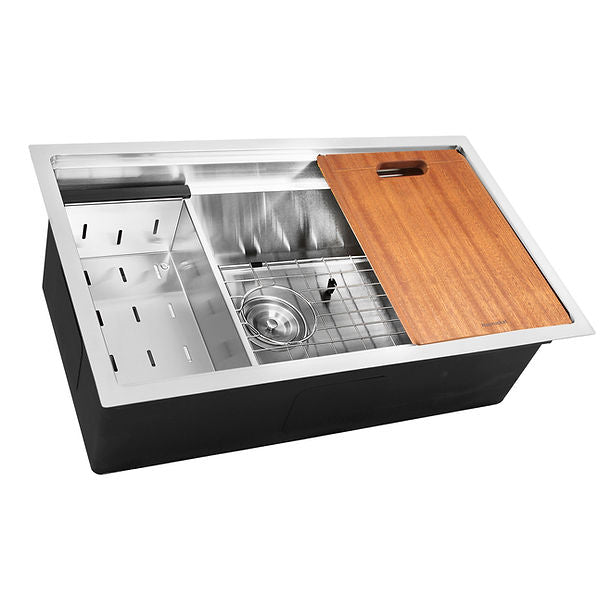 Nantucket SR-PS2-2818-16 - 28" Pro Series Prep-Station Single Bowl Undermount Stainless Steel Kitchen Sink with Included Accessories