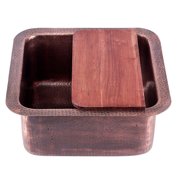 Nantucket SQRC-OF - 16.25" Hand Hammered Copper Square Undermount Bathroom Sink